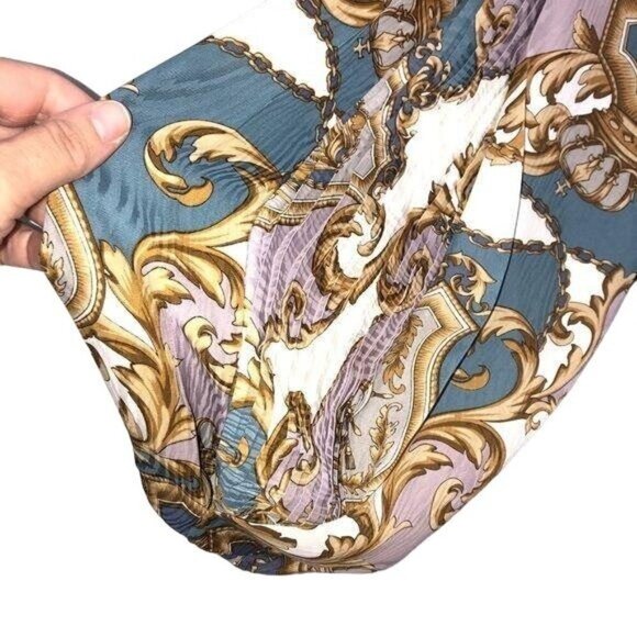 Diane Freis Original Georgette Dress Womens Braid Work Pleated Scarf Vintage - Picture 8 of 16